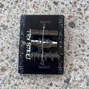 3 Pack Two Finger Silver Rings Set Punk Razor Barbed Wire NEW IN PACKAGE